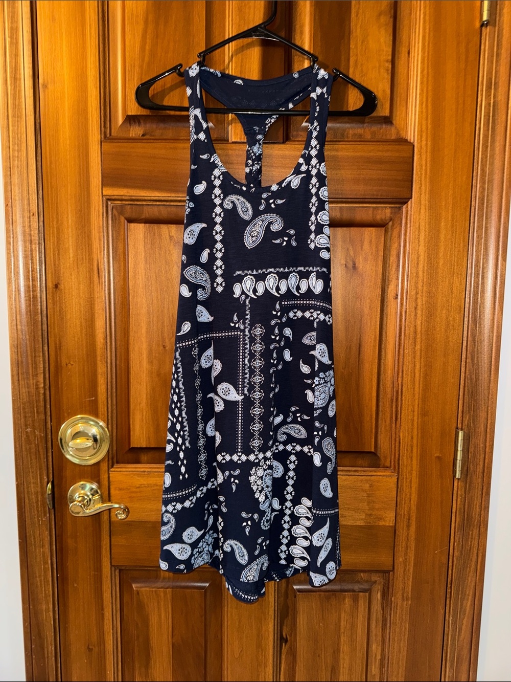 Wallflower Navy and White Paisley Racerback Mini Dress